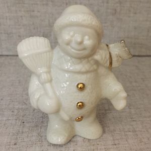 Lenox Snowman Figurine Holding a broom.